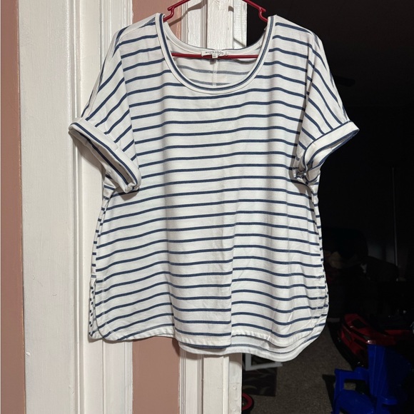 Workshop Republic Clothing Tops - Workshop Republic Clothing Navy and White Striped Tee